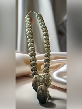 Sterling Silver 925 Navajo Concho Pillow Bead Necklace Listing created for Live